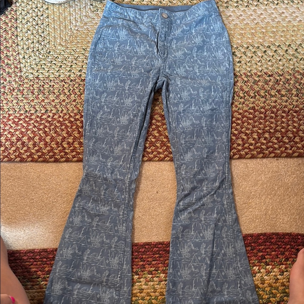 Rock & Roll Cowgirl Blue Flare Wide Leg Jeans